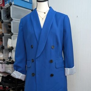 Blue Double-Breasted Blazer